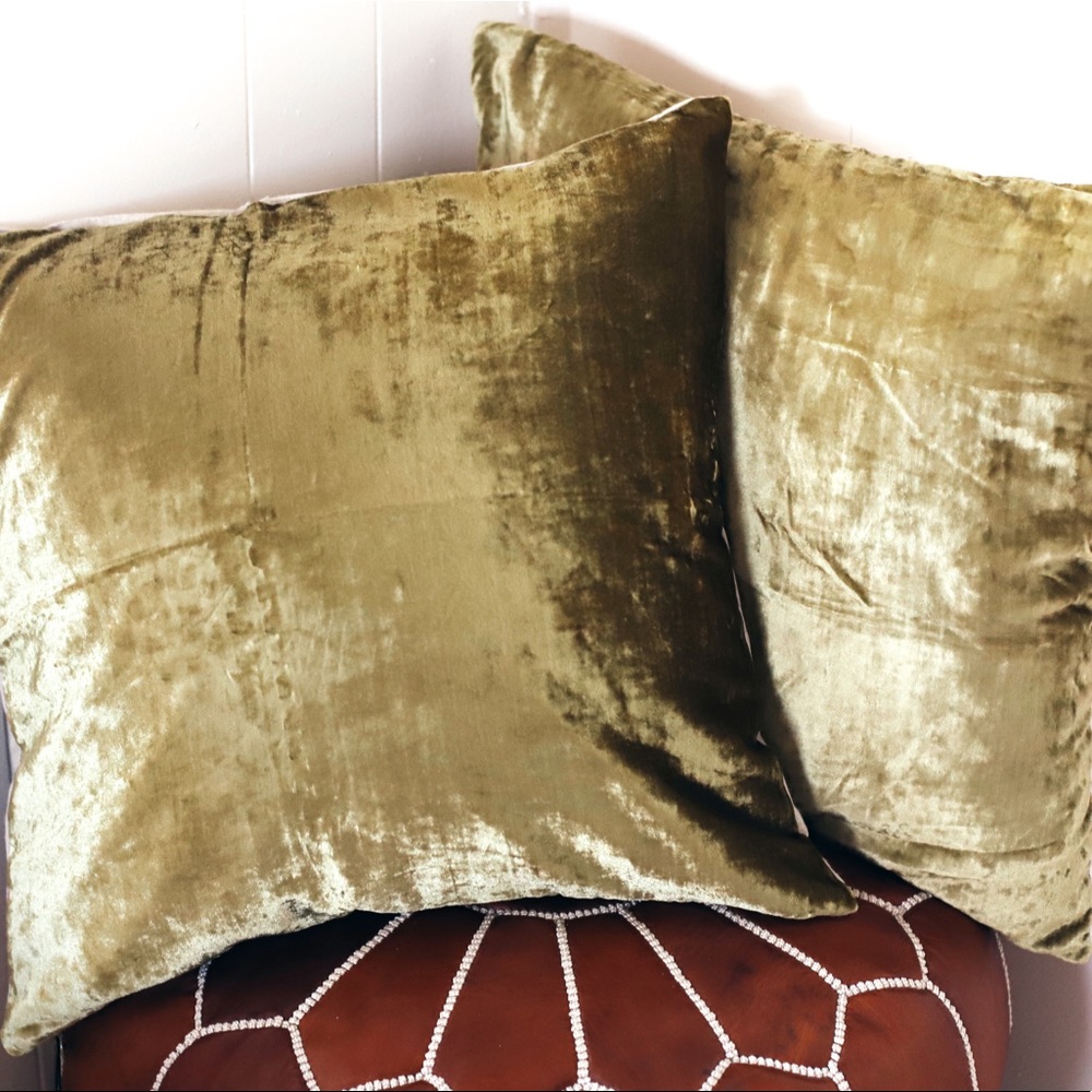 West Elm Wasabi Velvet Pillow Shams - Set of 2